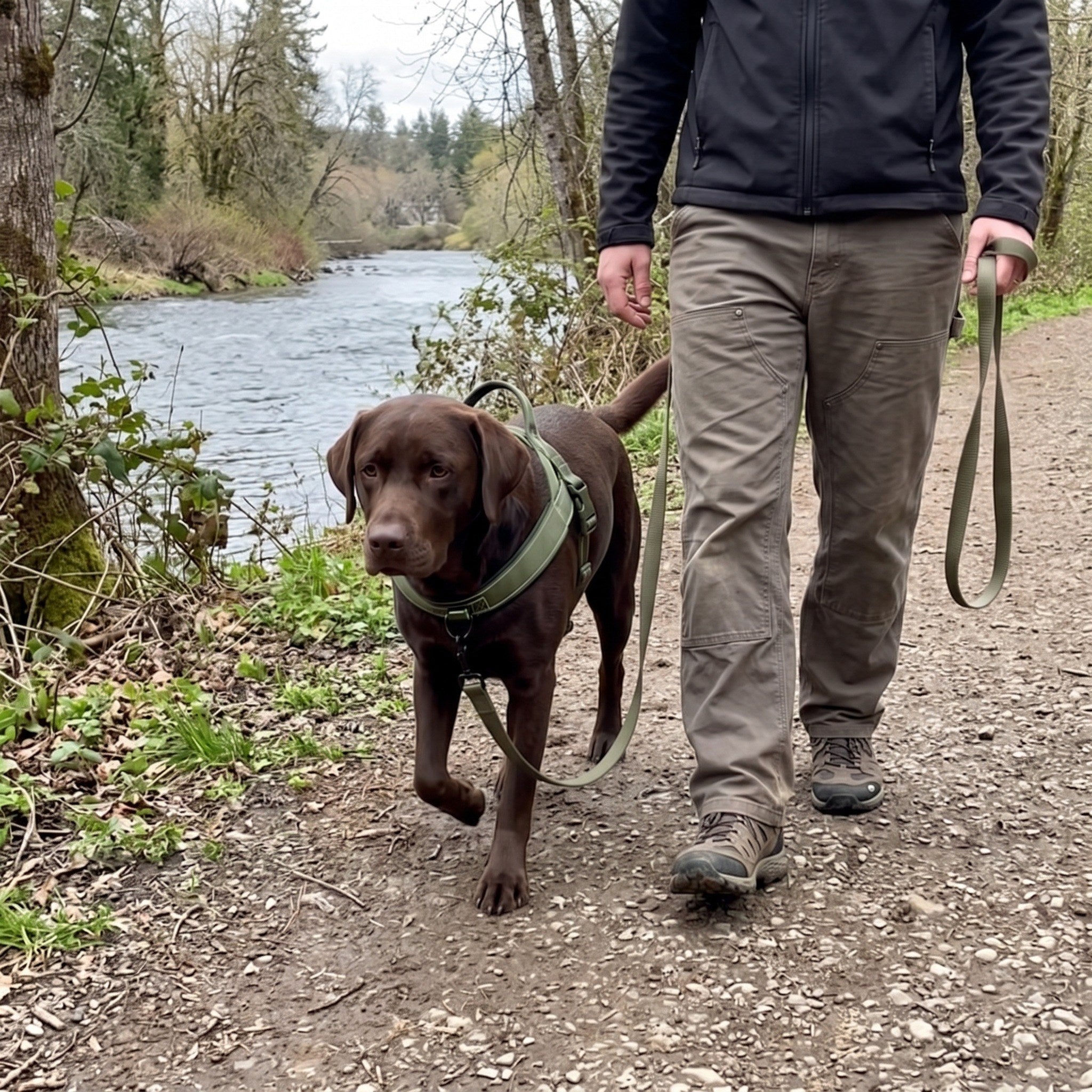 Dog and owner with Trail & Tail during an everyday walking routine, view 10